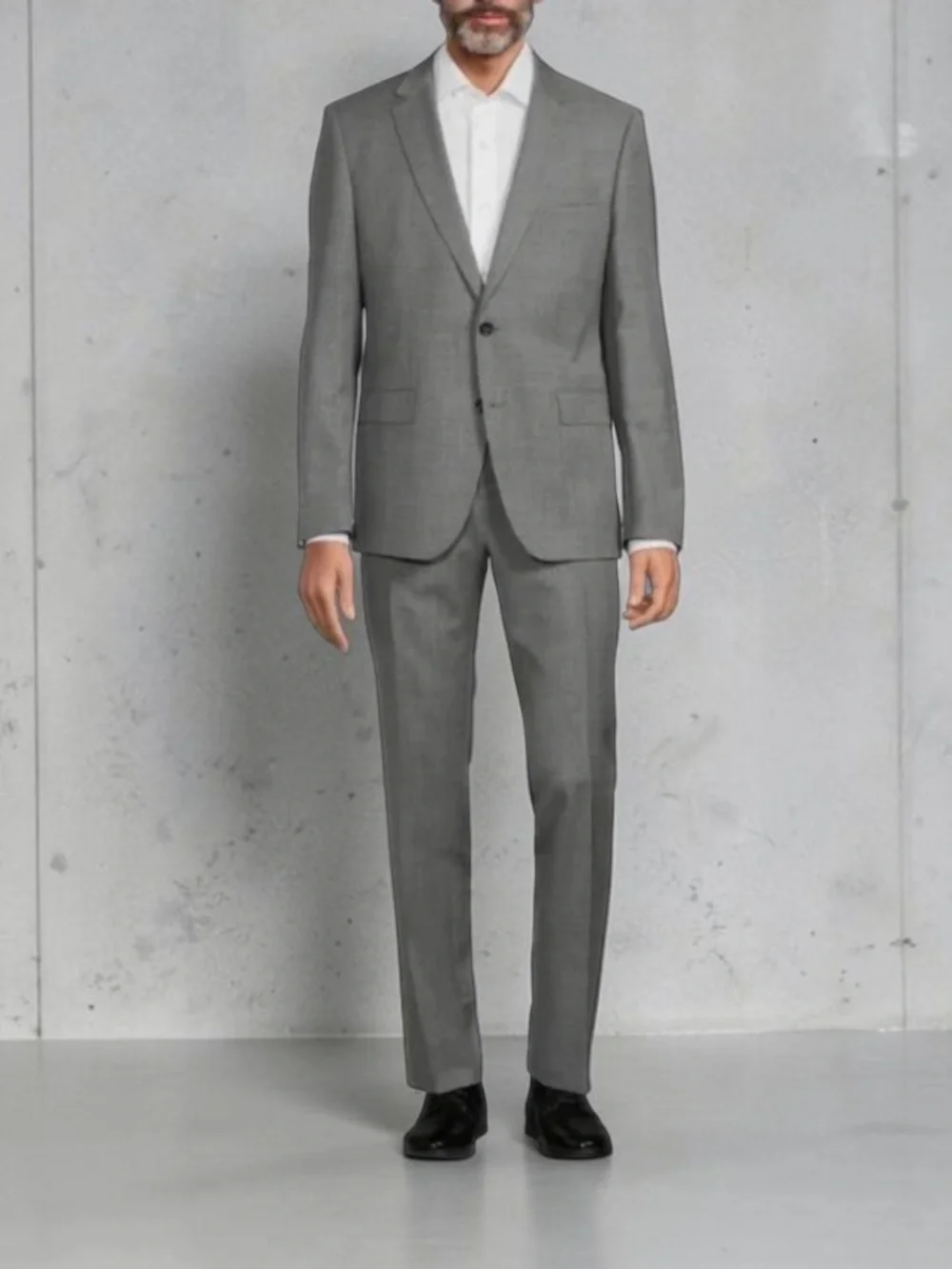 BOSS HUGO BOSS GREY Super 100 Wool Suit Size 44 LONG